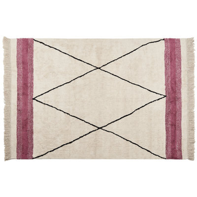 Beliani Rug Afsar Light Beige 160 X 230 Cm Cotton - image 1
