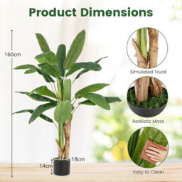 Costway 160Cm Tall Bird Of Paradise Artificial Palm Tree Faux Banana Leaf Tree In Nursery Pot - thumbnail 2
