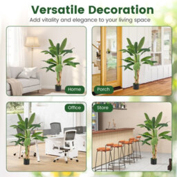 Costway 160Cm Tall Bird Of Paradise Artificial Palm Tree Faux Banana Leaf Tree In Nursery Pot - thumbnail 4
