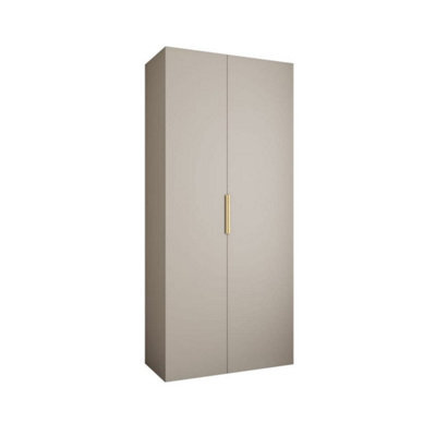 Arte Elegant Cashmere Como Iv Hinged Door Wardrobe H2460mm W1100mm D500mm, Two Doors, Eight Shelves, Hanging Rail, Gold Handles - image 1