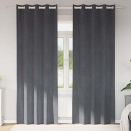 Berkfield Blackout Curtains With Eyelets 2 Pcs Super Light Grey Velvet
