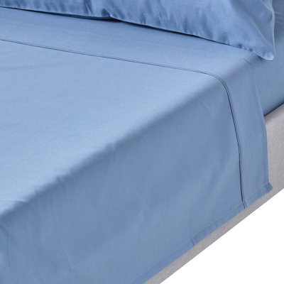 Homescapes Air Force Blue Egyptian Cotton Flat Sheet 1000 Thread Count, Single - image 1