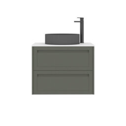 Royal Bathrooms Royal Bathroom Elmore 700mm Matt Green Wall Mounted Bathroom Vanity Unit 2 Drawer Plain White Worktop With Art Round Basin - thumbnail 7
