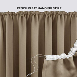Deconovo Solid Curtains Thermal Insulated Curtains Blackout Curtains Pencil Pleat Curtains For Bedroom Khaki W55 X L69 Inch 1 Pair - thumbnail 4
