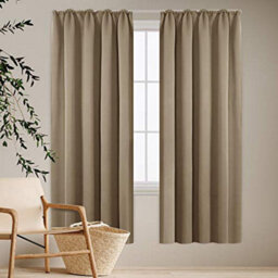Deconovo Solid Curtains Thermal Insulated Curtains Blackout Curtains Pencil Pleat Curtains For Bedroom Khaki W55 X L69 Inch 1 Pair - thumbnail 6