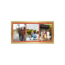 AK Frames 16X8 Dark Grey Sleek Multi Photo Frame With Poppy Red Mount - Holds 3 Apertures (3X) 7X5 Photos - thumbnail 1