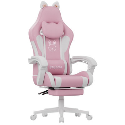 Onemill Cute Gaming Chair With Cat Ears And Massage Lumbar Support - image 1
