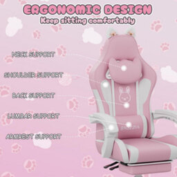 Onemill Cute Gaming Chair With Cat Ears And Massage Lumbar Support - thumbnail 3