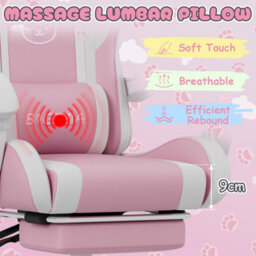 Onemill Cute Gaming Chair With Cat Ears And Massage Lumbar Support - thumbnail 4