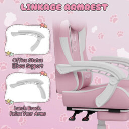 Onemill Cute Gaming Chair With Cat Ears And Massage Lumbar Support - thumbnail 2