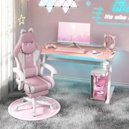 Onemill Cute Gaming Chair With Cat Ears And Massage Lumbar Support - thumbnail 8