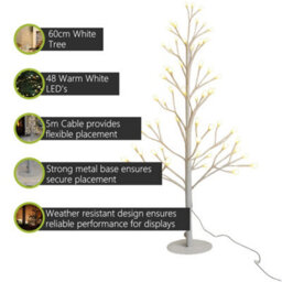 Pegdev - Pdl 60Cm Pre-Lit-Led Tree 48 Leds Selectable White 8 Functions Indoor Outdoor Wedding Party Christmas Display - thumbnail 2