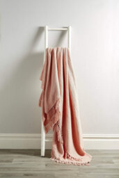 Lisbon Pure Cotton Honeycomb Throw In Blush Pink, 178 X 254Cm - thumbnail 2