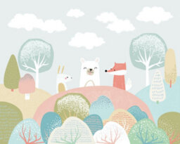 Origin Murals Children's Woodland Animals Grey Matt Smooth Paste The Wall 300Cm Wide X 240Cm High - thumbnail 2