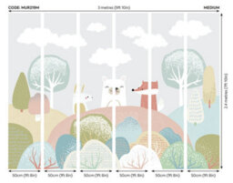 Origin Murals Children's Woodland Animals Grey Matt Smooth Paste The Wall 300Cm Wide X 240Cm High - thumbnail 3