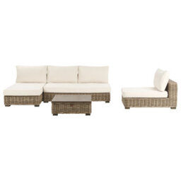 Beliani Garden Lounge Set With Table 4 Seater Varallo Right Hand Modular Rattan Grey - thumbnail 1
