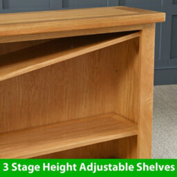 The Furniture Market Cheshire Oak Wide Low Bookcase With 2 Adjustable Shelves - thumbnail 3