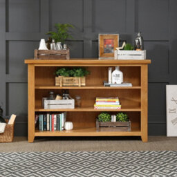 The Furniture Market Cheshire Oak Wide Low Bookcase With 2 Adjustable Shelves - thumbnail 1