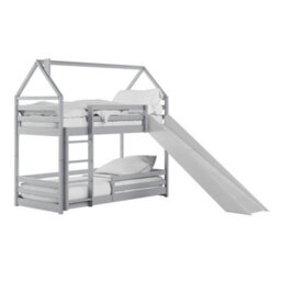 Arte Play Grey Matt Wooden House Bunk Bed With Slide 90 X 190Cm - No Mattress - thumbnail 1