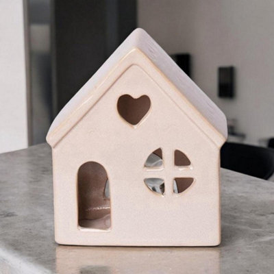 Minster House Tealight Holder - Ceramic - L15 X W9 X H17 Cm - Cream