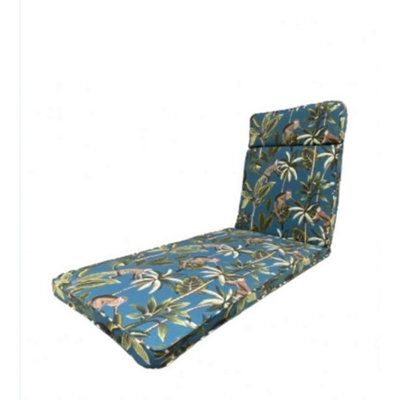 Glendale Garden & Leisure Tropical Sunlounger Cushion (Pack Of 4) - L198 X W60 X H5 Cm - Blue