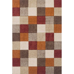 Melrose Salerno Red Orange Cream Blocks Patterned Design X-Large Indoor Area Rug 200/285Cm - thumbnail 5