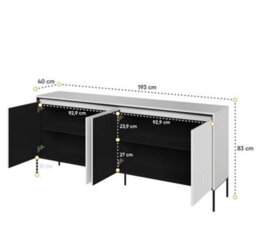 Arte Chic And Modern Large Sideboard Cabinet  With Fluted Front(H)830mm (W)1930mm (D)400mm - White Matt - thumbnail 3