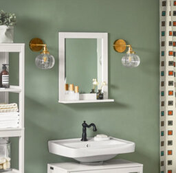 Sobuy Frg129-W, Bathroom Mirror Wall Mounted Shelf For Sink, Toilet Or Bedroom White - thumbnail 2