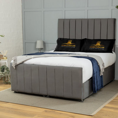 UKBEDFURNITURE Belvoir Plush Steel End Opening Divan Ottoman Bed With 54 Inch Headboard - image 1