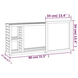 Berkfield Mirror Cabinet 80X17X34 Cm Solid Wood Walnut - thumbnail 8