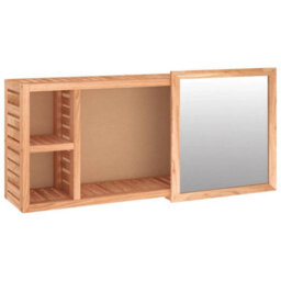 Berkfield Mirror Cabinet 80X17X34 Cm Solid Wood Walnut - thumbnail 2