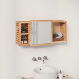 Berkfield Mirror Cabinet 80X17X34 Cm Solid Wood Walnut - thumbnail 1