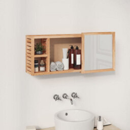 Berkfield Mirror Cabinet 80X17X34 Cm Solid Wood Walnut - thumbnail 3