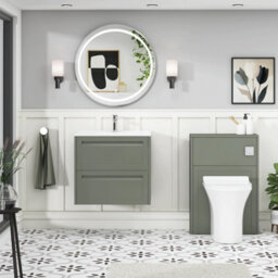 Royal Bathrooms Elmore 600mm Traditional Wall Hung 2 Drawer Cabinet Bathroom Vanity Unit With Ceramic Basin Sink - Matt Green - thumbnail 4