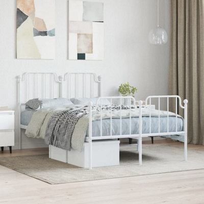 Berkfield Metal Bed Frame Without Mattress With Footboard White 120X200Cm - image 1