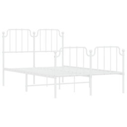 Berkfield Metal Bed Frame Without Mattress With Footboard White 120X200Cm - thumbnail 4