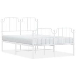 Berkfield Metal Bed Frame Without Mattress With Footboard White 120X200Cm - thumbnail 2