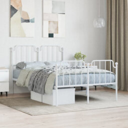 Berkfield Metal Bed Frame Without Mattress With Footboard White 120X200Cm - thumbnail 1