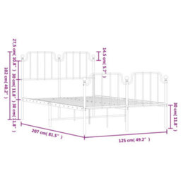Berkfield Metal Bed Frame Without Mattress With Footboard White 120X200Cm - thumbnail 9