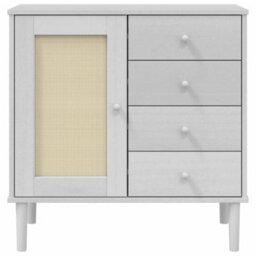 Berkfield Sideboard Senja Rattan Look White 80X40X80 Cm Solid Wood Pine - thumbnail 5