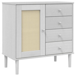 Berkfield Sideboard Senja Rattan Look White 80X40X80 Cm Solid Wood Pine - thumbnail 2
