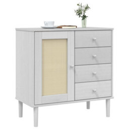 Berkfield Sideboard Senja Rattan Look White 80X40X80 Cm Solid Wood Pine - thumbnail 3