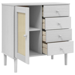 Berkfield Sideboard Senja Rattan Look White 80X40X80 Cm Solid Wood Pine - thumbnail 6