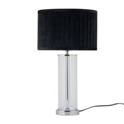 First Choice Lighting Set Of 2 Aura - Chrome Table Lamps With Black Pleated Velvet Shades - thumbnail 2