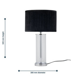 First Choice Lighting Set Of 2 Aura - Chrome Table Lamps With Black Pleated Velvet Shades - thumbnail 9