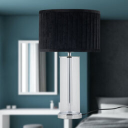First Choice Lighting Set Of 2 Aura - Chrome Table Lamps With Black Pleated Velvet Shades - thumbnail 7