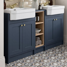 Affine 1540mm Traditional Double Vanity Basin Unit & Shelving Bathroom Furniture Blue - thumbnail 3