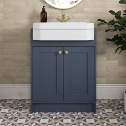 Affine 1540mm Traditional Double Vanity Basin Unit & Shelving Bathroom Furniture Blue - thumbnail 4