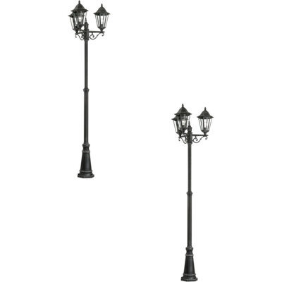 2 Pack Ip44 Outdoor Bollard Lights In Black And Silver Patina - Modern Aluminium Design - image 1