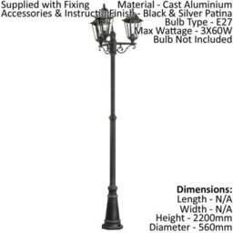 2 Pack Ip44 Outdoor Bollard Lights In Black And Silver Patina - Modern Aluminium Design - thumbnail 2